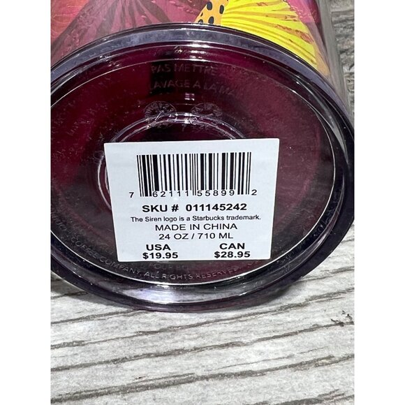 Starbucks Fall 2023 Ocean & Forest Jellyfish 24 Oz Tumbler Cup Pink Floral Venti - Picture 4 of 5